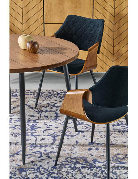 BARRY stół okrągły, blat - orzechowy, nogi - czarny (1p 1szt)