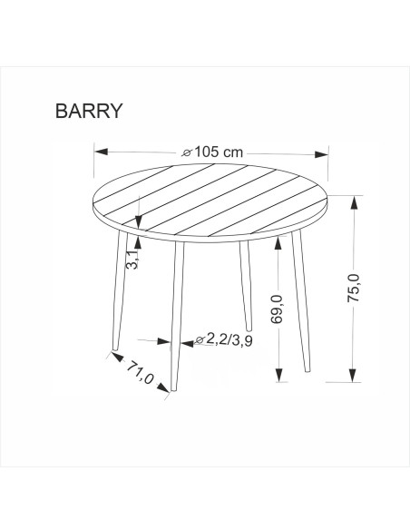 BARRY stół okrągły, blat - orzechowy, nogi - czarny (1p 1szt)