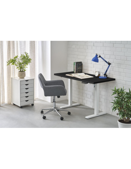 B54 biurko z funkcją regulacji wysokości, blat - czarny, stelaż - biały (2p 1szt)