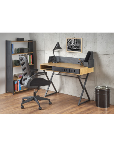 B43 biurko dąb złoty / czarny (1p 1szt)