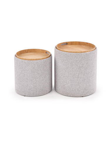 AVIKO zestaw 2 puf, jasny popiel (1p 1szt)