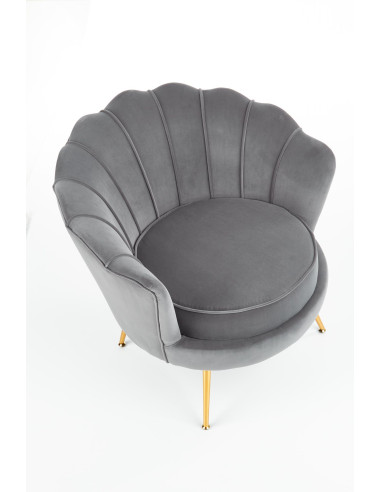 AMORINITO fotel wypoczynkowy popielaty / złoty