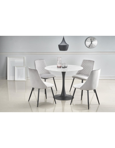 AMBROSIO stół okrągły, blat - szkło, noga - czarny (2p 1szt)