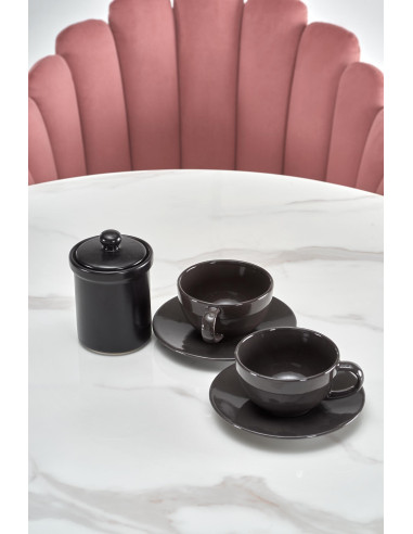 AMBROSIO stół okrągły, blat - szkło, noga - czarny (2p 1szt)