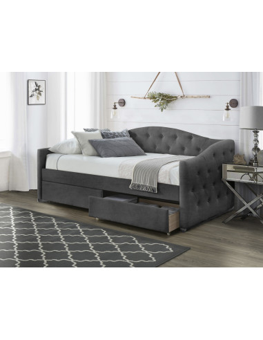 ALOHA łóżko z szufladami popielaty velvet (3p 1szt)