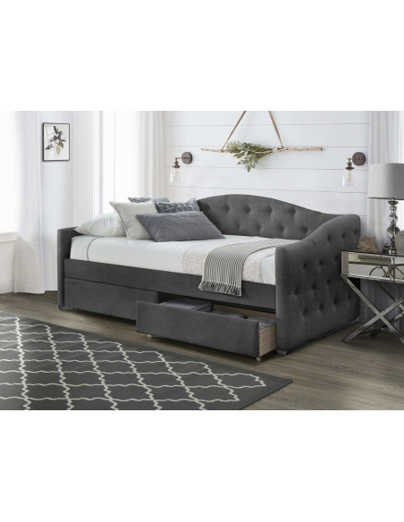 ALOHA łóżko z szufladami popielaty velvet (3p 1szt)
