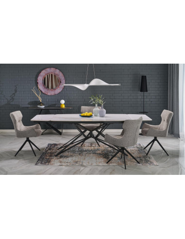 ALFREDO stół rozkładany, biały marmur / czarny (2p 1szt)