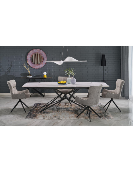 ALFREDO stół rozkładany, biały marmur / czarny (2p 1szt)