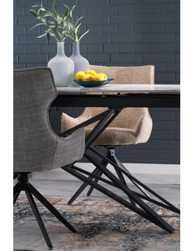 ALFREDO stół rozkładany, biały marmur / czarny (2p 1szt)