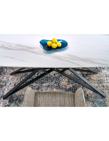 ALFREDO stół rozkładany, biały marmur / czarny (2p 1szt)