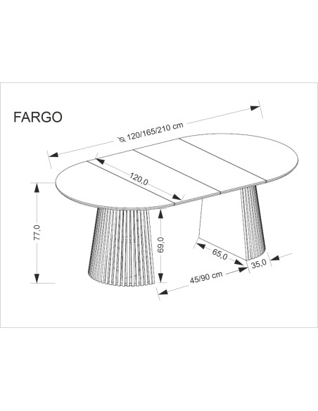 FARGO stół rozkładany, blat - naturalny, nogi - naturalny (2p 1szt)