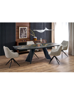 ARMANI stół rozkładany, blat - czarny marmur, noga - czarny (2p 1szt)