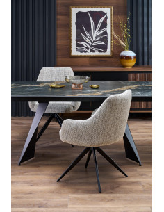 ARMANI stół rozkładany, blat - czarny marmur, noga - czarny (2p 1szt) 2