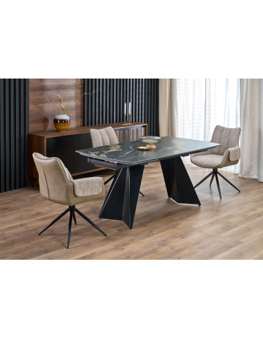 ARMANI stół rozkładany, blat - czarny marmur, noga - czarny (2p 1szt)