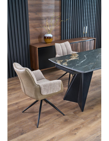 ARMANI stół rozkładany, blat - czarny marmur, noga - czarny (2p 1szt)