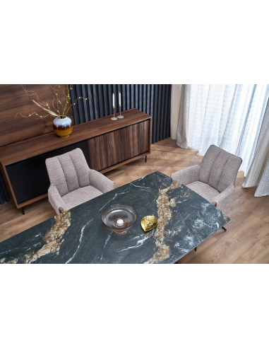 ARMANI stół rozkładany, blat - czarny marmur, noga - czarny (2p 1szt)