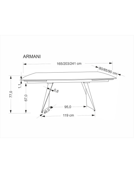 ARMANI stół rozkładany, blat - czarny marmur, noga - czarny (2p 1szt)