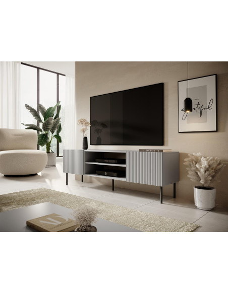 ASENSIO RTV-1 stolik RTV 180 cm  jasny popiel, nogi: czarny (1p 1szt)