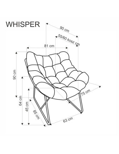 WHISPER fotel wypoczynkowy, czarny / naturalny (1p 1szt)