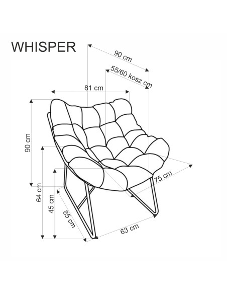 WHISPER fotel wypoczynkowy, czarny / naturalny (1p 1szt)
