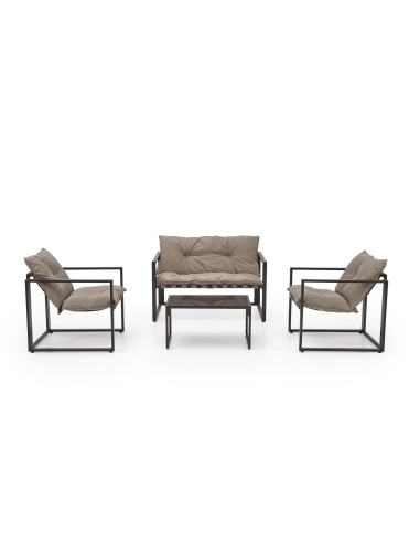 SHARK zestaw ogrodowy ( sofa + fotel 2x + ława ), ciemny brąz / cappuccino (1p 1szt)