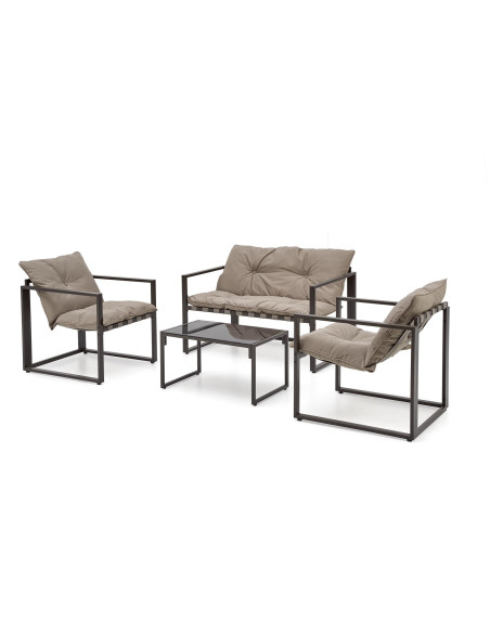 SHARK zestaw ogrodowy ( sofa + fotel 2x + ława ), ciemny brąz / cappuccino (1p 1szt)