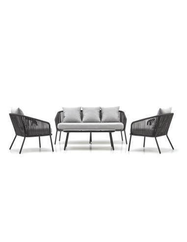 ROCCA zestaw ogrodowy ( sofa + fotel 2x + ława ), ciemny popiel / jasny popiel (1p 1szt)