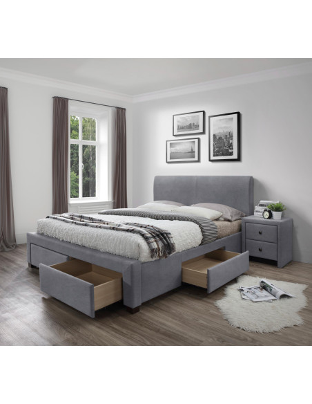 MODENA 3 łóżko z szufladami popiel velvet (6p 1szt)